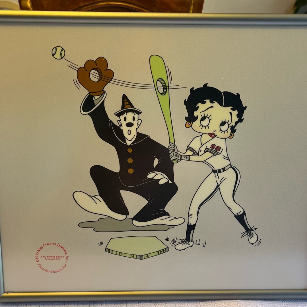 Betty Boop “The Babe” Baseball Richard Fleischer 1991 Serigraph cel